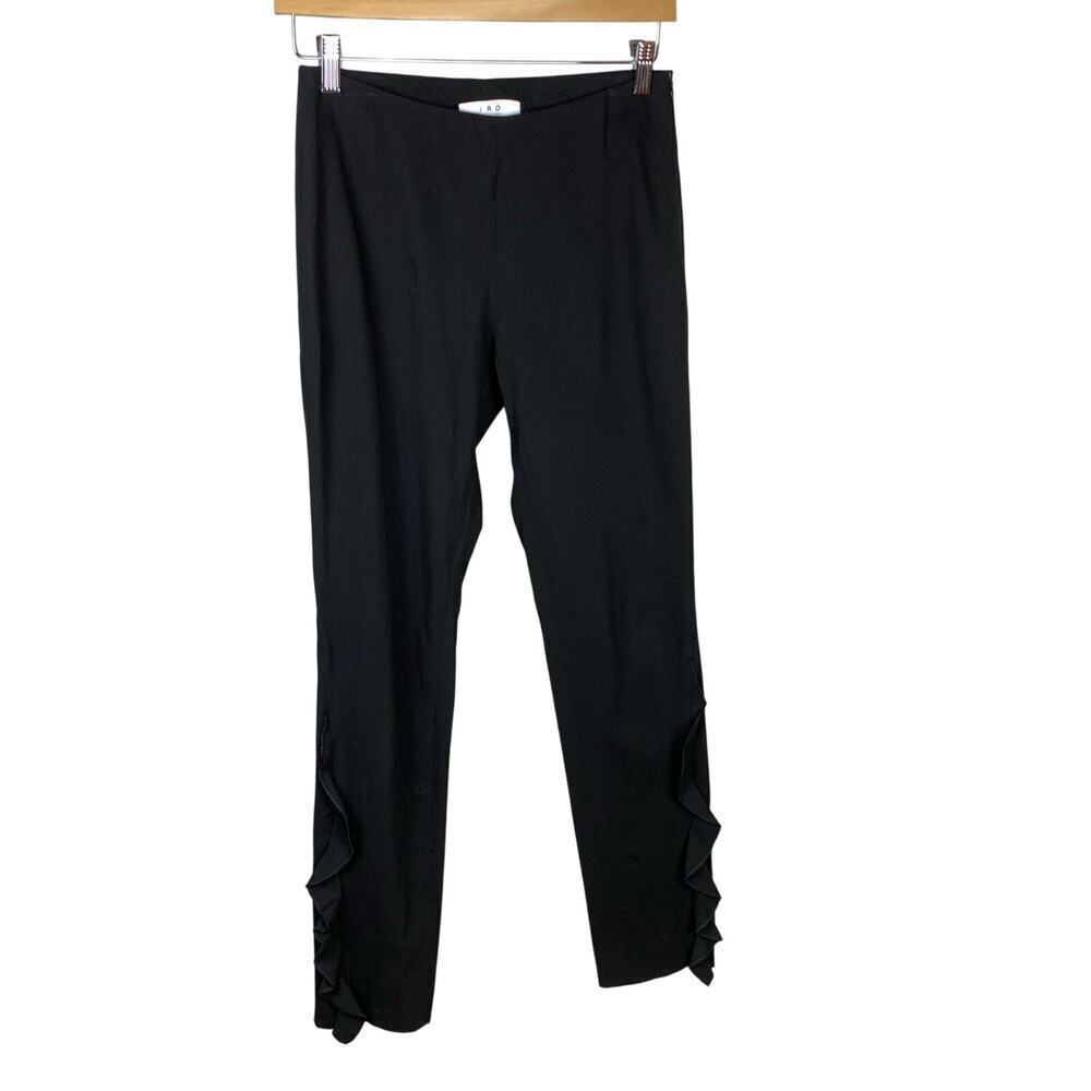 IRO Black Fholan Ruffled Slim Pants Size US 4 FR 36